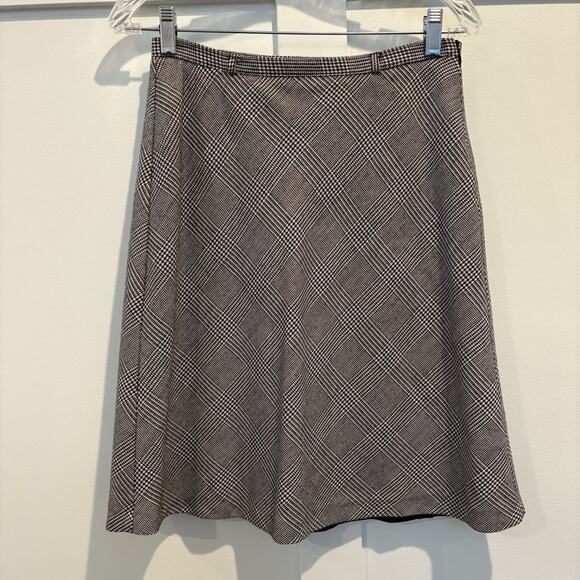 Petite Sophisticate Skirt Size 8 Wool Blend Glen Plaid A-Line Office Made Italy - Picture 1 of 13